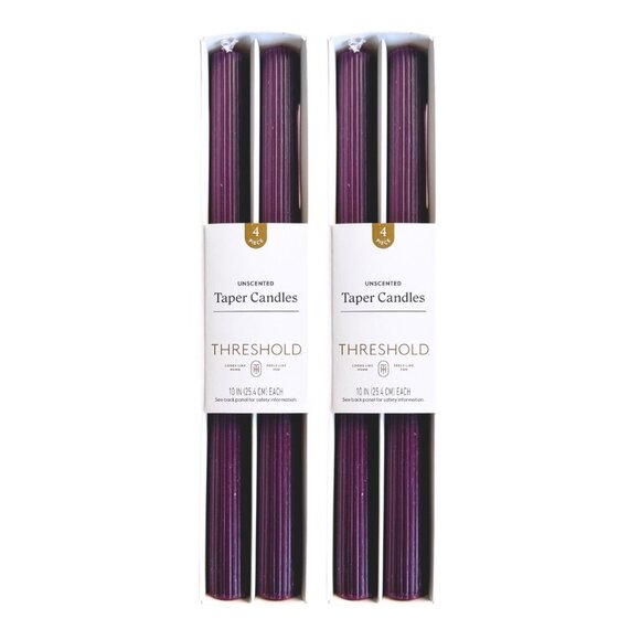 Threshold Other - THRESHOLD Deep Purple Unscented Taper Candles Bundle - 8 Total NEW